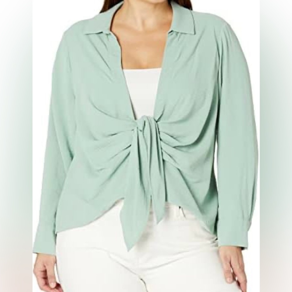 Tie-Front Blouse - Mint Green